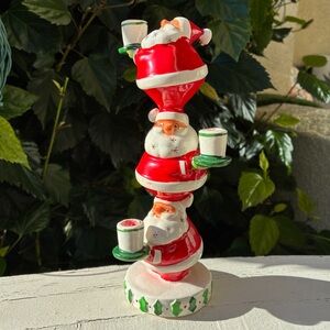 Vintage MCM Holt Howard Stacked Santa Candle Holder